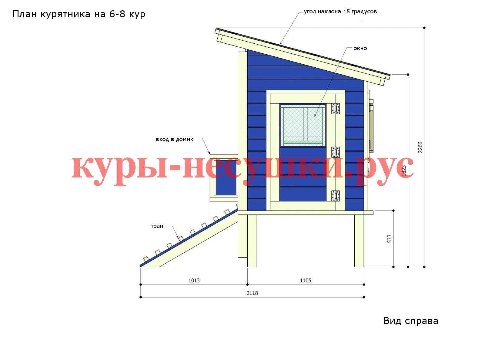 Курятник на 10 кур своими руками чертежи