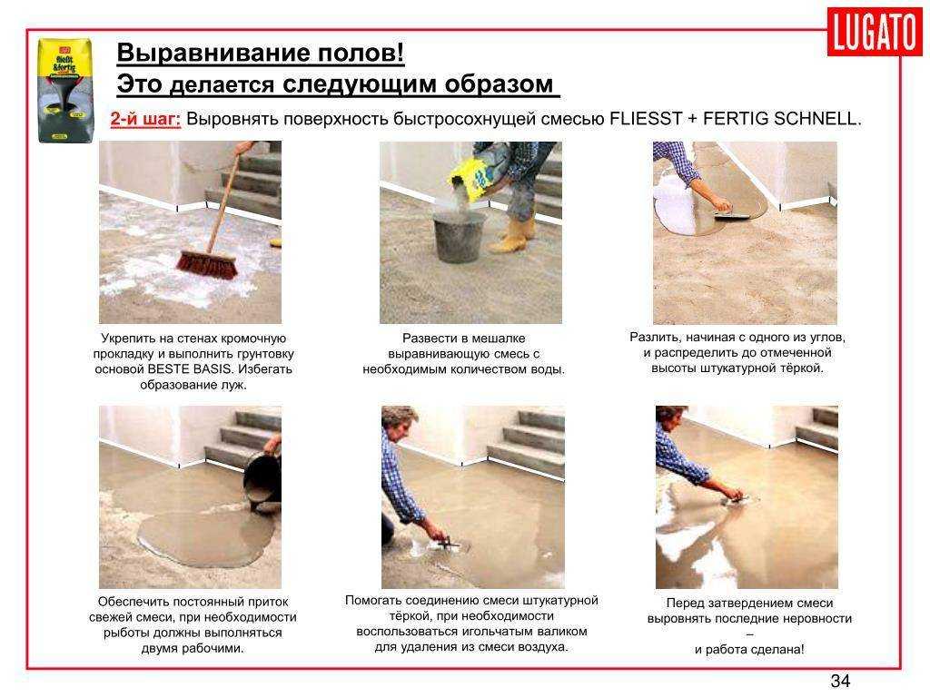 Выравнивание пола самовыравнивающейся смесью: