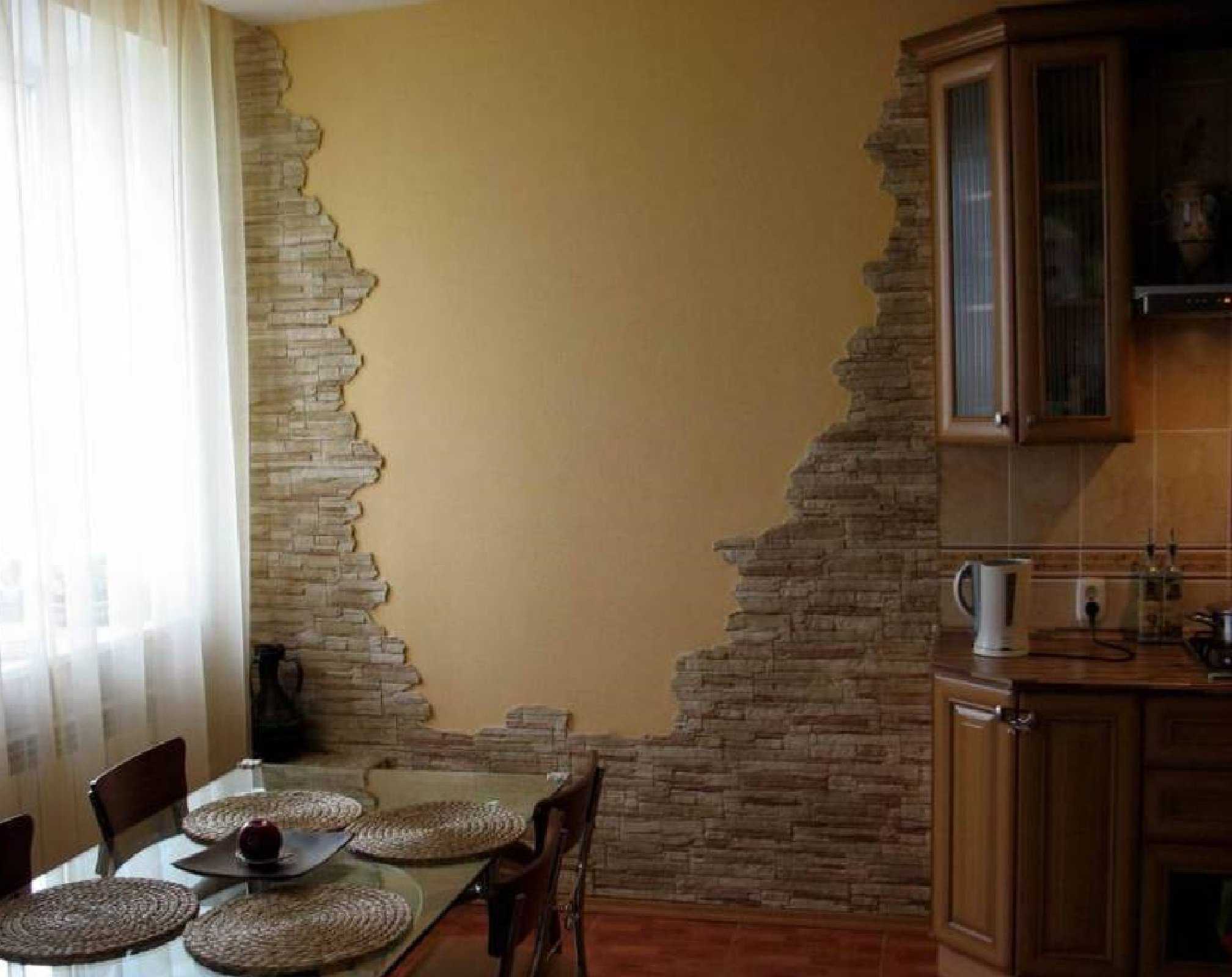 Отделка стен кухни декоративным камнем. укладка декоративного камня на кухнеинформационный строительный сайт |