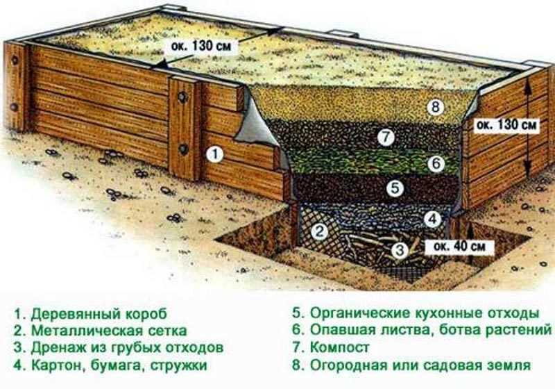 Пошаговое изготовление теплых грядок своими руками весной Технология строительства конструкций: подготовка почв, изготовление каркаса, монтаж и наполнение